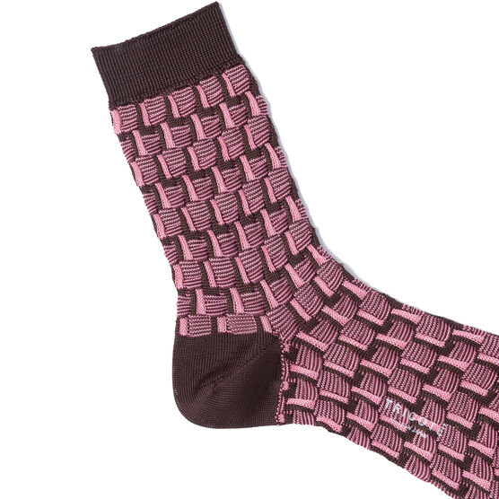 Jacquard knit pink & brown socks